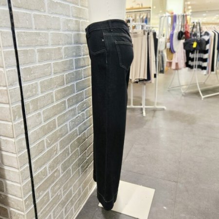 블랙 생지 와이드 데님 팬츠