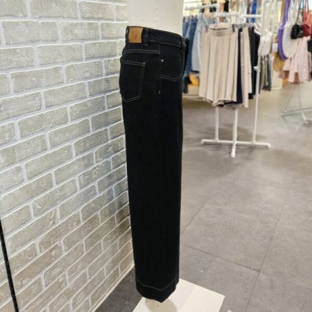 블랙 생지 와이드 데님 팬츠