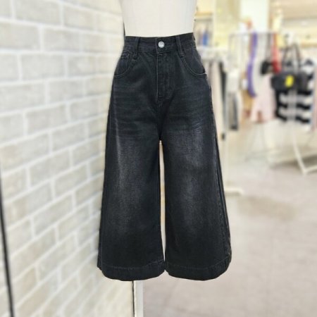 난 스판 7부 데님 팬츠