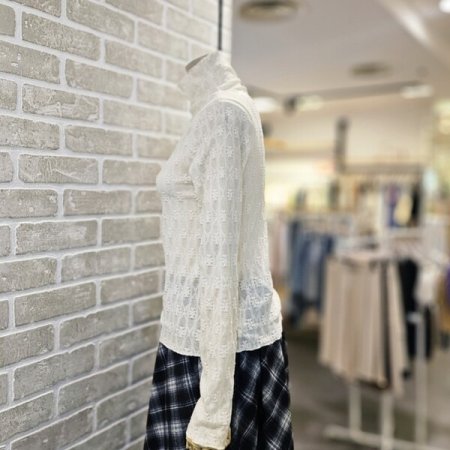 레이스 하이넥 티셔츠