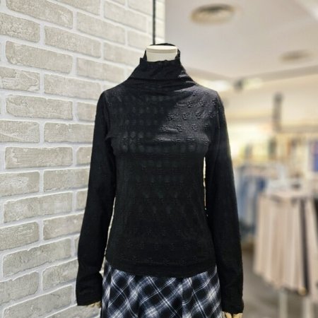 레이스 하이넥 티셔츠