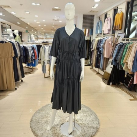 셔링 브이넥 롱원피스