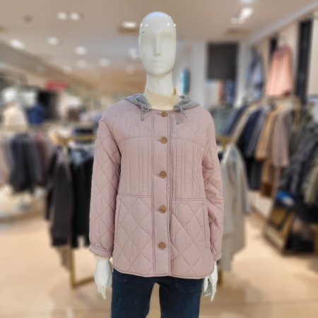 소고 탈착니트후드 단추 누빔점퍼