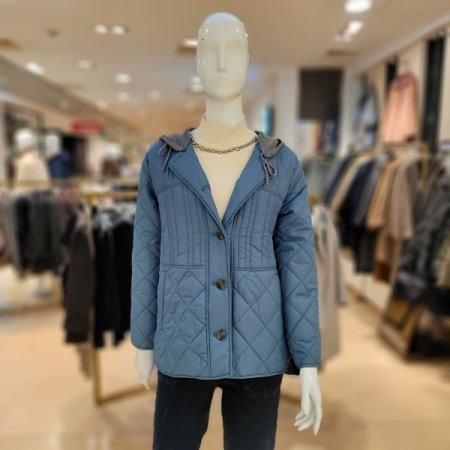 소고 탈착니트후드 단추 누빔점퍼