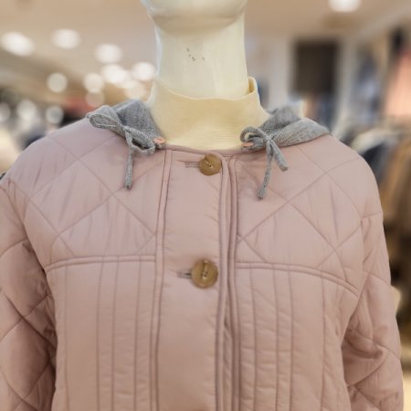 소고 탈착니트후드 단추 누빔점퍼