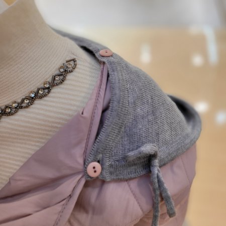 소고 탈착니트후드 단추 누빔점퍼