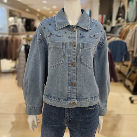 비즈장식 데님 재킷