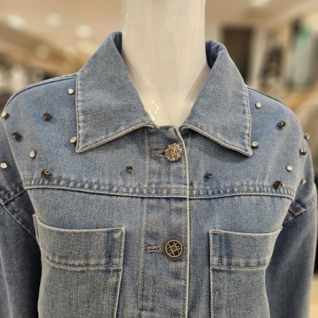 비즈장식 데님 재킷