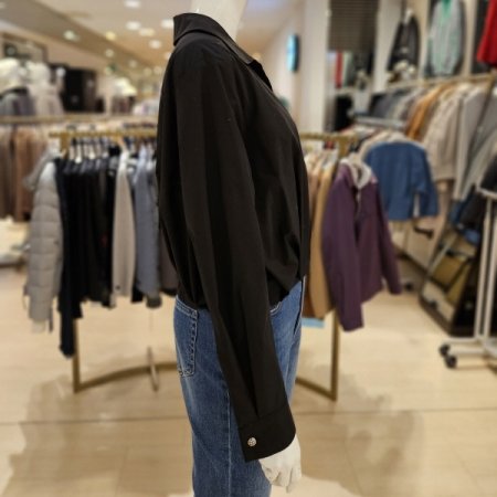 금속버튼 밑단셔링 블라우스