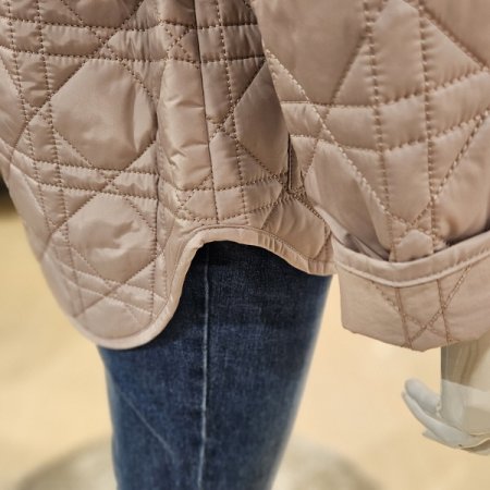 허리벨트 후드 누빔 집업 점퍼