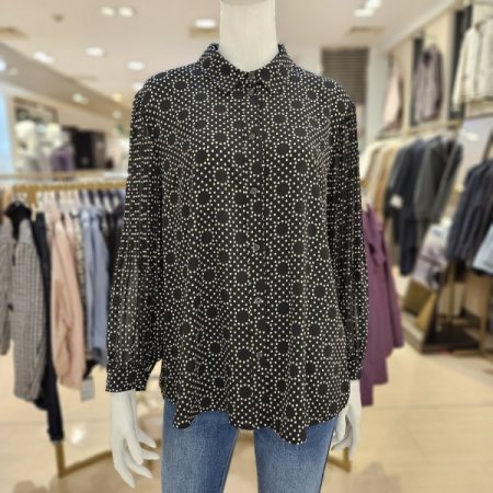 라운드 도트 카라 블라우스