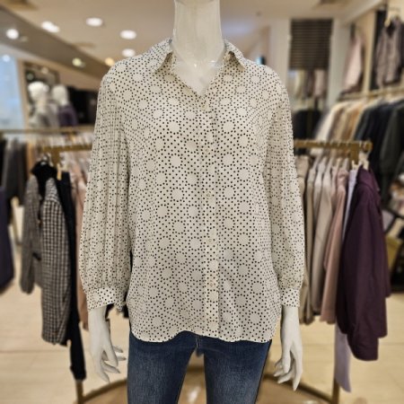 라운드 도트 카라 블라우스