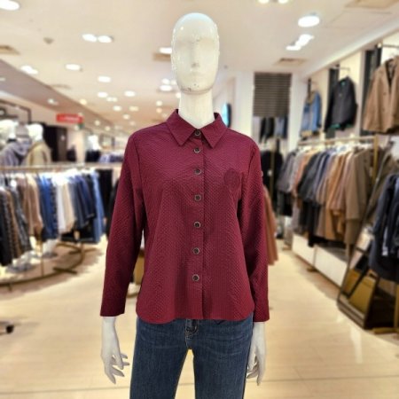 소고 가슴 로고 자수 긴팔 블라우스