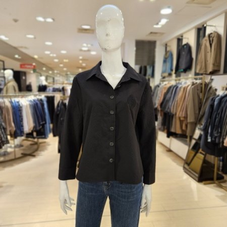 소고 가슴 로고 자수 긴팔 블라우스