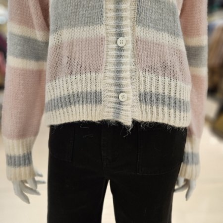 컬러배색 브이넥 니트 가디건