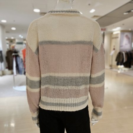 컬러배색 브이넥 니트 가디건