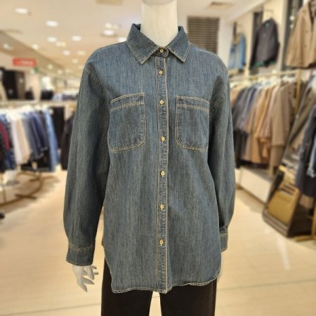 양포켓 워싱 데님 셔츠