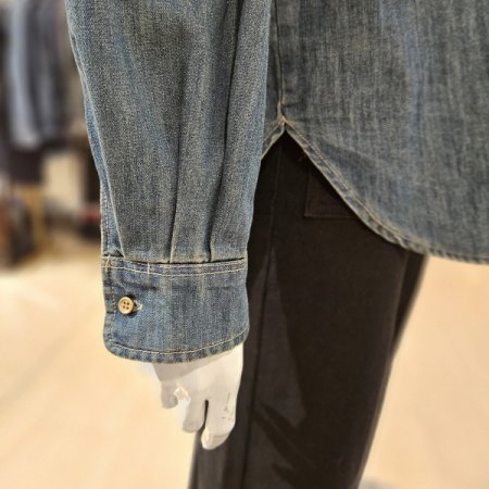 양포켓 워싱 데님 셔츠