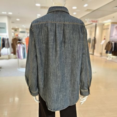 양포켓 워싱 데님 셔츠
