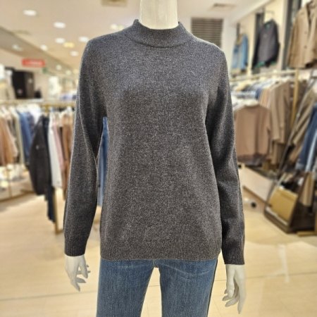 울 캐시미어 혼방 라운드 니트