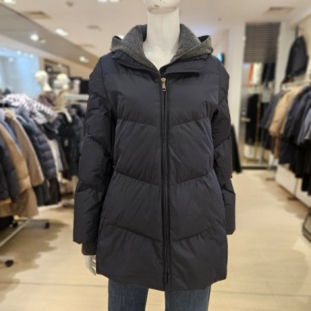 울혼방 니트 후드 덕다운 패딩점퍼