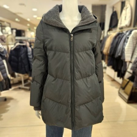 울혼방 니트 후드 덕다운 패딩점퍼