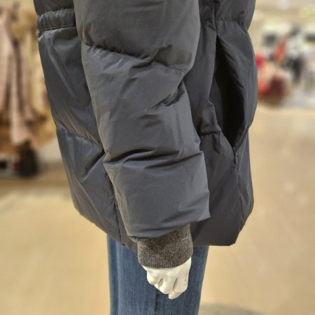 울혼방 니트 후드 덕다운 패딩점퍼