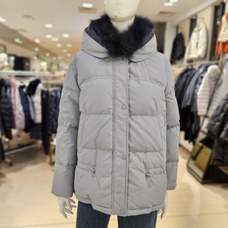 탈착 폭스카라 덕다운 패딩점퍼