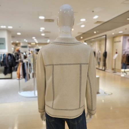 스티치 카라 단추 가디건