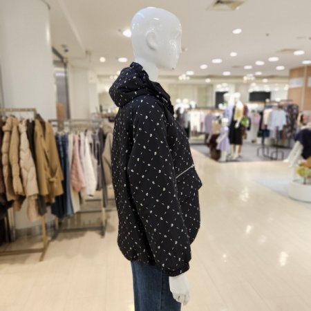 속누빔 해골프린팅 후드 점퍼