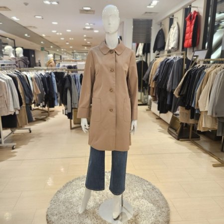 소매 체크배색 트렌치 재킷