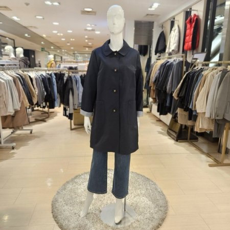 소매 체크배색 트렌치 재킷