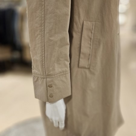 체크 배색 롱 트렌치 재킷