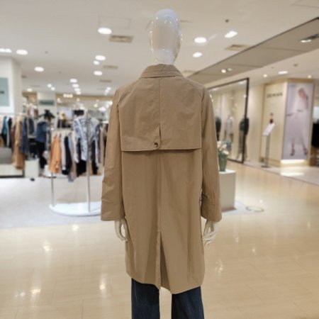 체크 배색 롱 트렌치 재킷