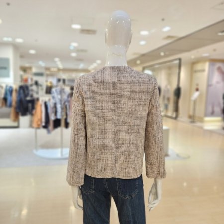 진주단추 트위드 브이넥 재킷