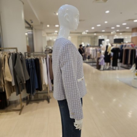 금장버튼 라운드 트위드 재킷