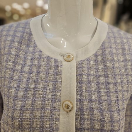 금장버튼 라운드 트위드 재킷