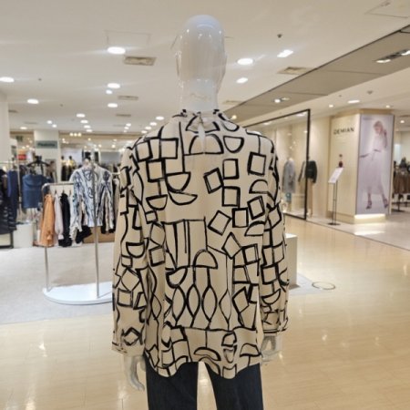 도형프린팅 차이나 블라우스