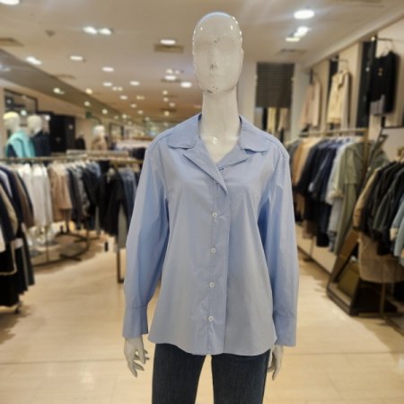 이중카라 면혼방 카라 블라우스