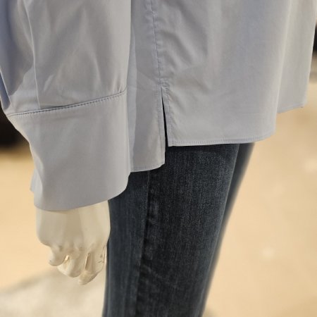 이중카라 면혼방 카라 블라우스