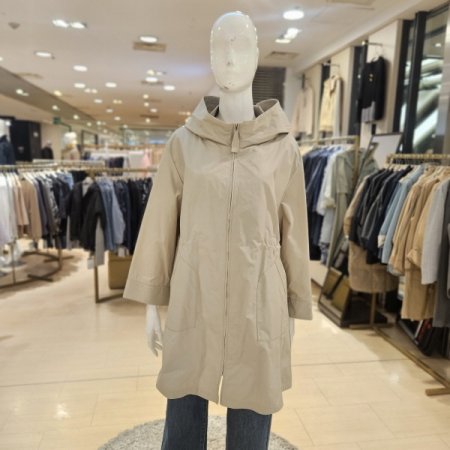 후드카라 집업 롱 점퍼