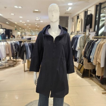 후드카라 집업 롱 점퍼