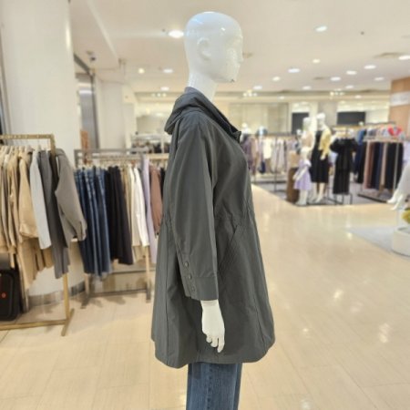 후드카라 집업 롱 점퍼