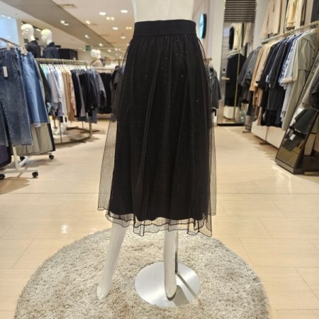 3중원단 허리밴딩 스팽글 샤 스커트