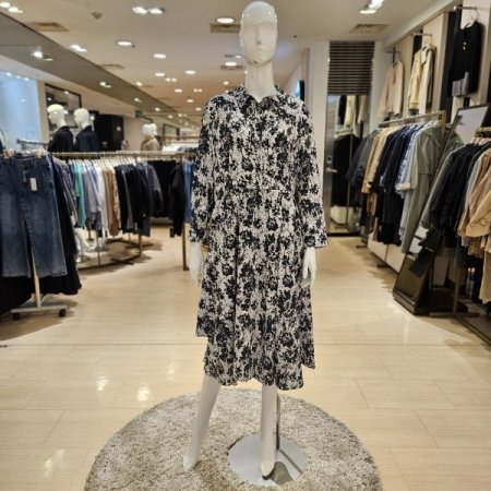 소고 핀턱 카라 롱 원피스