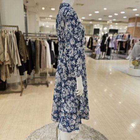 소고 핀턱 카라 롱 원피스