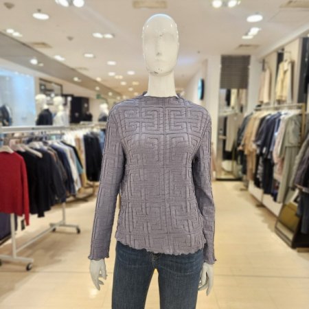 글리터 미로패턴 플리츠 티셔츠