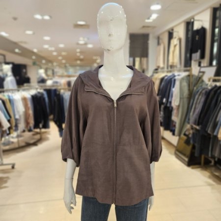 밑단트임 7부 후드 집업 점퍼