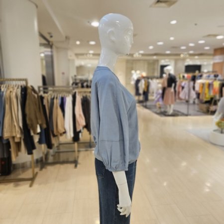 밴딩소매 브이넥 집업 점퍼