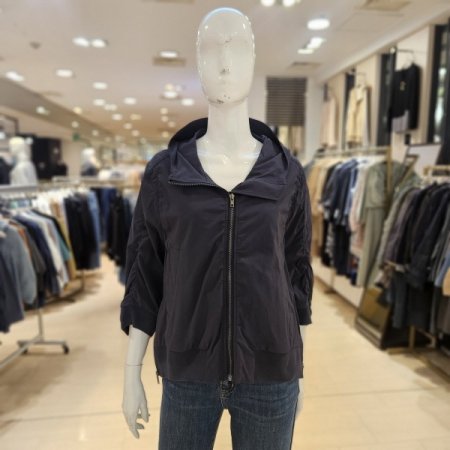 밑단 옆지퍼 셔링 7부 소매 집업점퍼